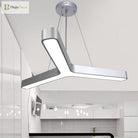 Sleek Metal Y - Shaped Led Pendant Lamp - Black & Silver Perfect For Gymnasiums (23.5’ 47’) Lights