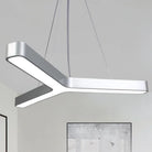Sleek Metal Y - Shaped Led Pendant Lamp - Black & Silver Perfect For Gymnasiums (23.5’ 47’) /