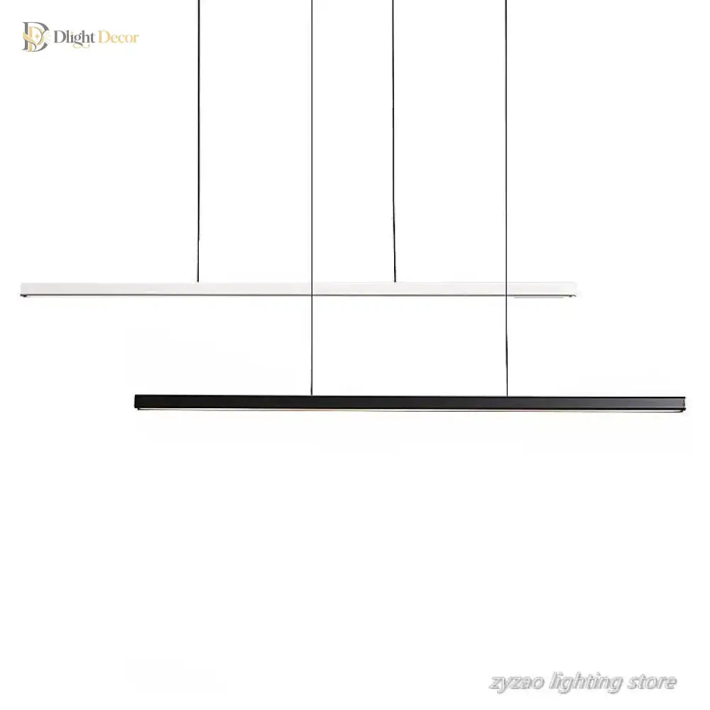 Sleek Wooden Line Led Pendant Lamp - Modern Minimalist Lighting For Office Dining Room Cafe And Bar