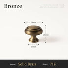 Round knob size diagram for solid brass single-hole cabinet handle, 30 x 26 mm