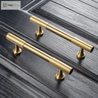 Solid Brass Art Deco Kitchen Cabinet Handles – Knurled T-Bar and Wardrobe Pulls Handles