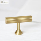 Solid Brass Art Deco Kitchen Cabinet Handles – Knurled T-Bar and Wardrobe Pulls Handles