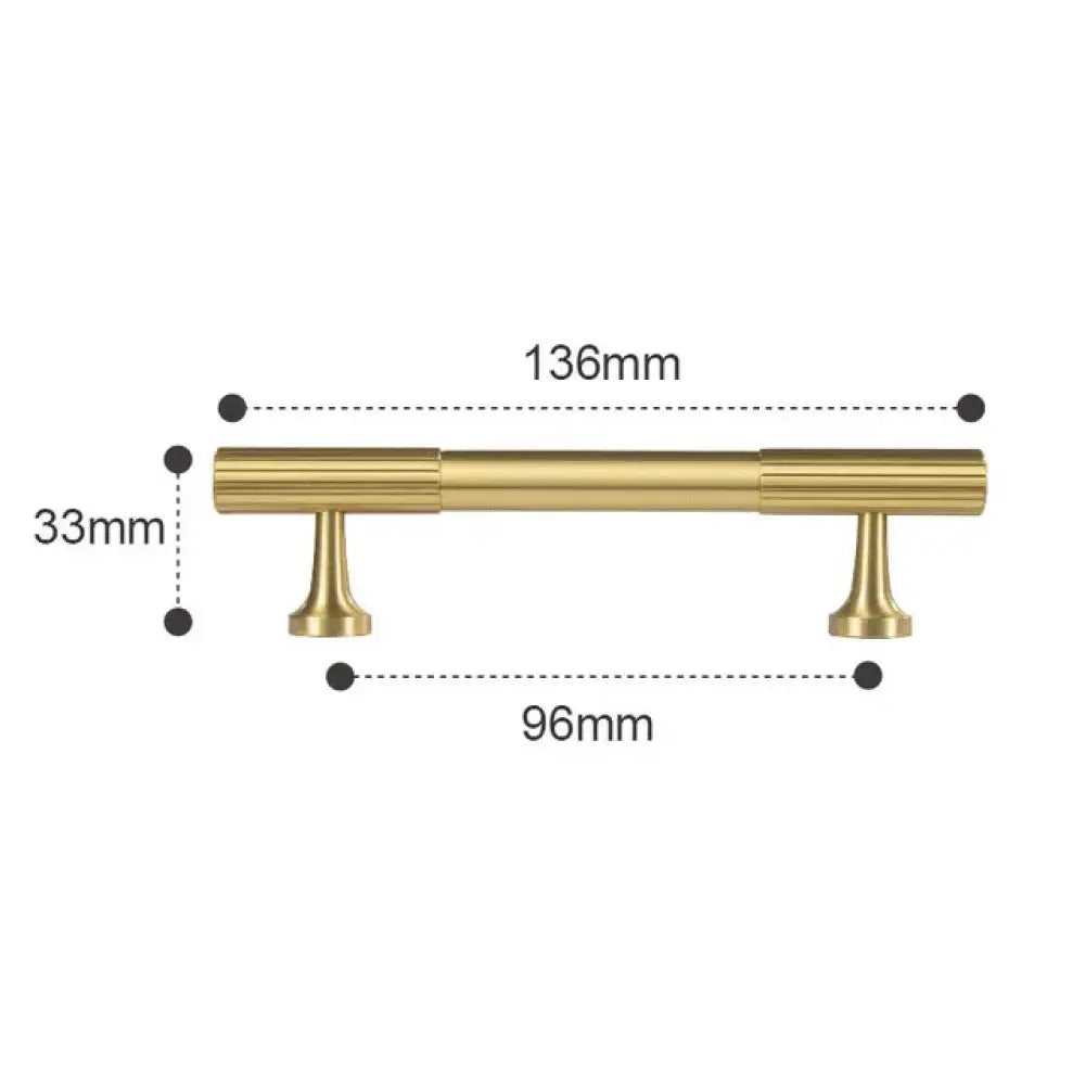 Solid Brass Art Deco Kitchen Cabinet Handles – Knurled T-Bar and Wardrobe Pulls TS-9012-136 Handles