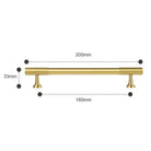 Solid Brass Art Deco Kitchen Cabinet Handles – Knurled T-Bar and Wardrobe Pulls TS-9012-200 Handles