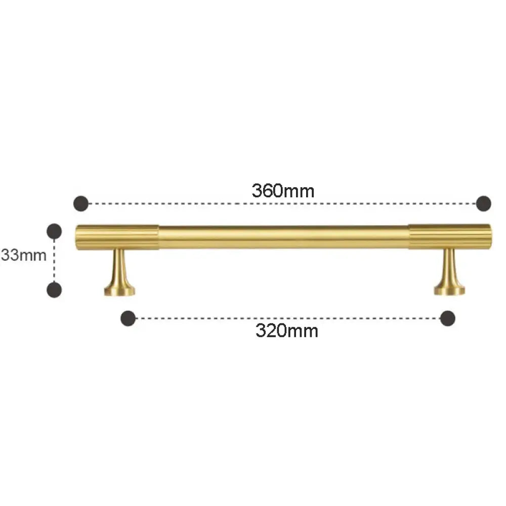 Solid Brass Art Deco Kitchen Cabinet Handles – Knurled T-Bar and Wardrobe Pulls TS9012-360 Handles