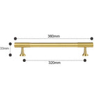 Solid Brass Art Deco Kitchen Cabinet Handles – Knurled T-Bar and Wardrobe Pulls TS9012-360 Handles