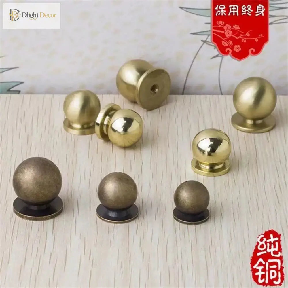 Solid Brass Ball Cabinet Knobs - Vintage Single-Hole Wardrobe and Drawer Handles Knobs
