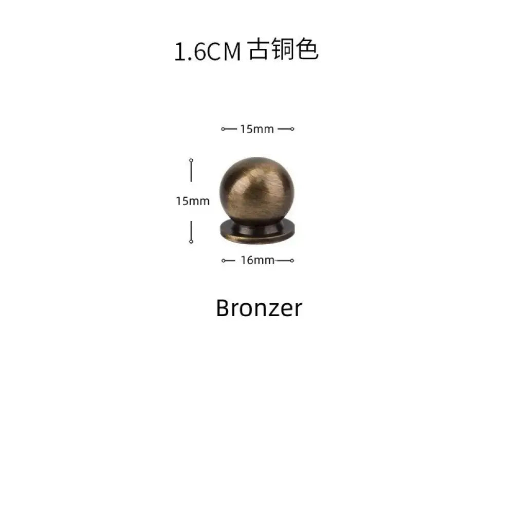 Solid Brass Ball Cabinet Knobs - Vintage Single-Hole Wardrobe and Drawer Handles Bronze 16mm Knobs