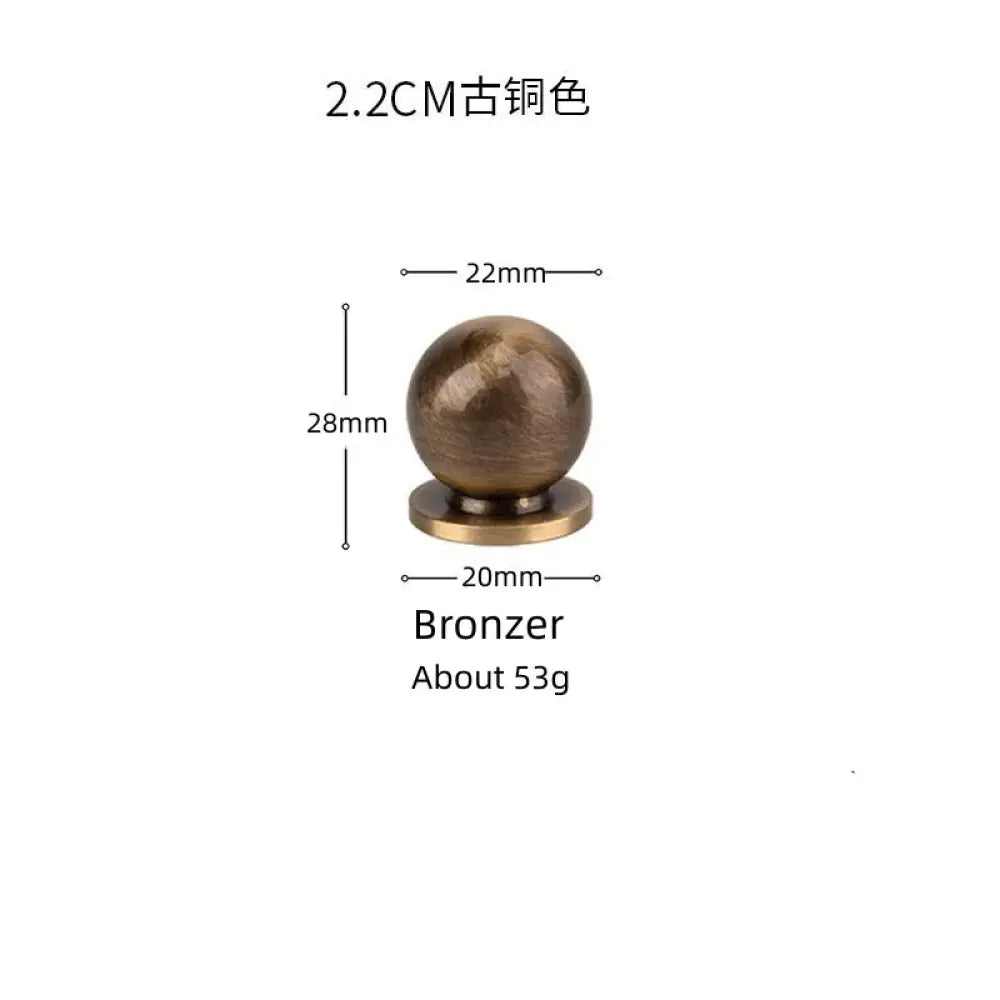 Solid Brass Ball Cabinet Knobs - Vintage Single-Hole Wardrobe and Drawer Handles Bronze 22mm Knobs