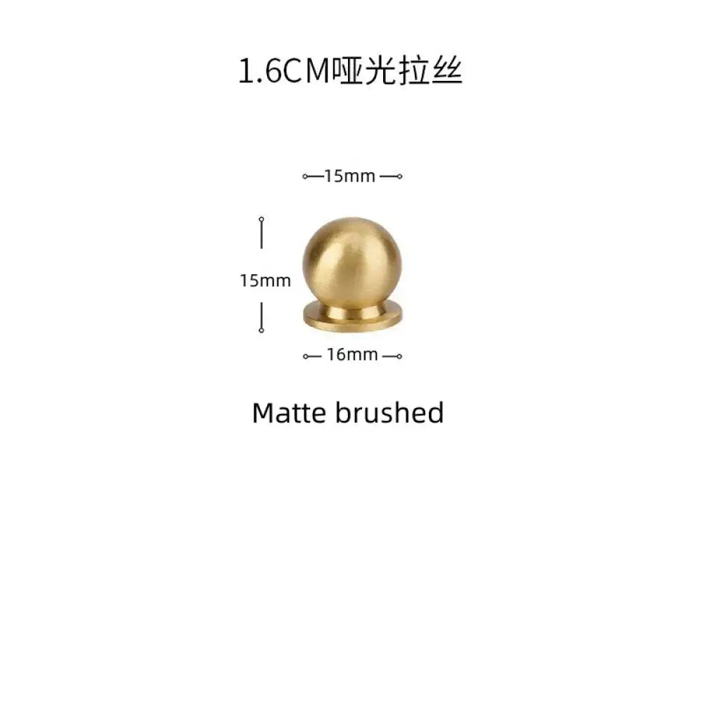Solid Brass Ball Cabinet Knobs - Vintage Single-Hole Wardrobe and Drawer Handles Matte brushed 16mm Knobs