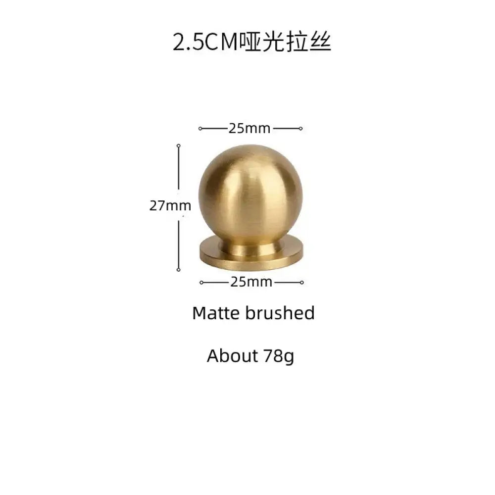 Solid Brass Ball Cabinet Knobs - Vintage Single-Hole Wardrobe and Drawer Handles Matte brushed 25mm Knobs