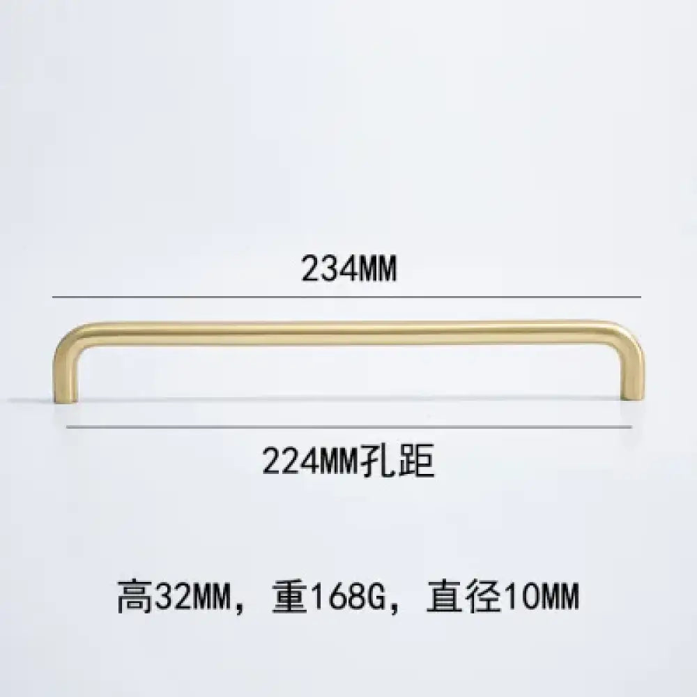 Solid Brass Cabinet Handles - Modern Golden Drawer Pulls for Dresser Wardrobe and Kitchen Cupboards Golden 224mm