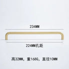 Solid Brass Cabinet Handles - Modern Golden Drawer Pulls for Dresser Wardrobe and Kitchen Cupboards Golden 224mm