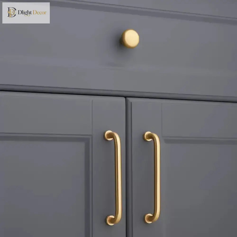 Solid Brass Cabinet Handles - Modern Golden Drawer Pulls for Dresser Wardrobe and Kitchen Cupboards