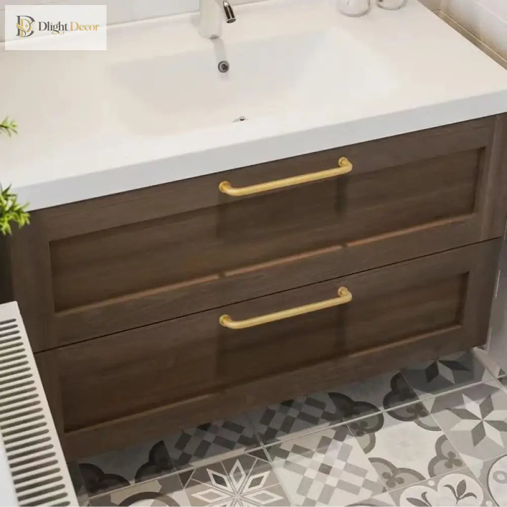 Solid Brass Cabinet Handles - Modern Golden Drawer Pulls for Dresser Wardrobe and Kitchen Cupboards