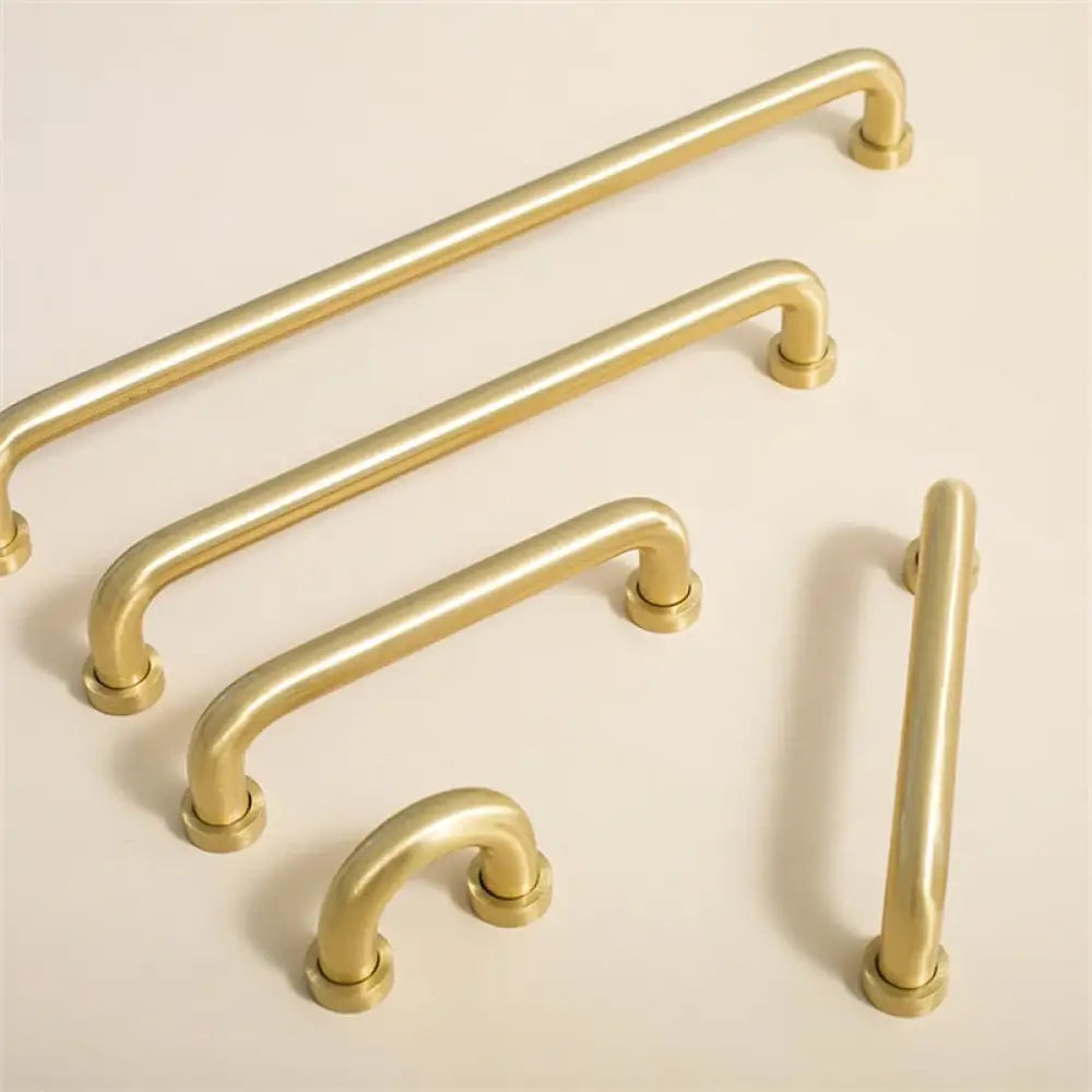Solid Brass Cabinet Handles - Modern Golden Drawer Pulls for Dresser Wardrobe and Kitchen Cupboards