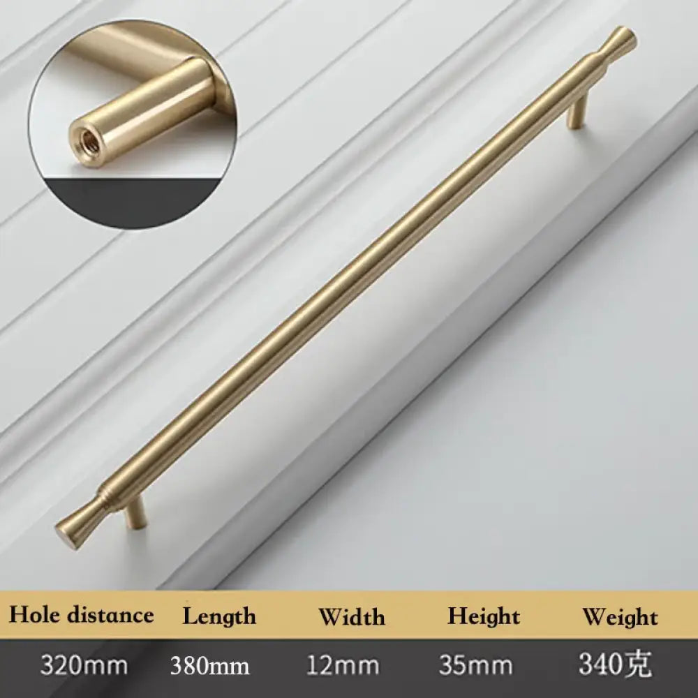 Solid Brass Kitchen Cabinet Handles – Modern Bar Pulls for Drawers and Wardrobes 380mm Handles