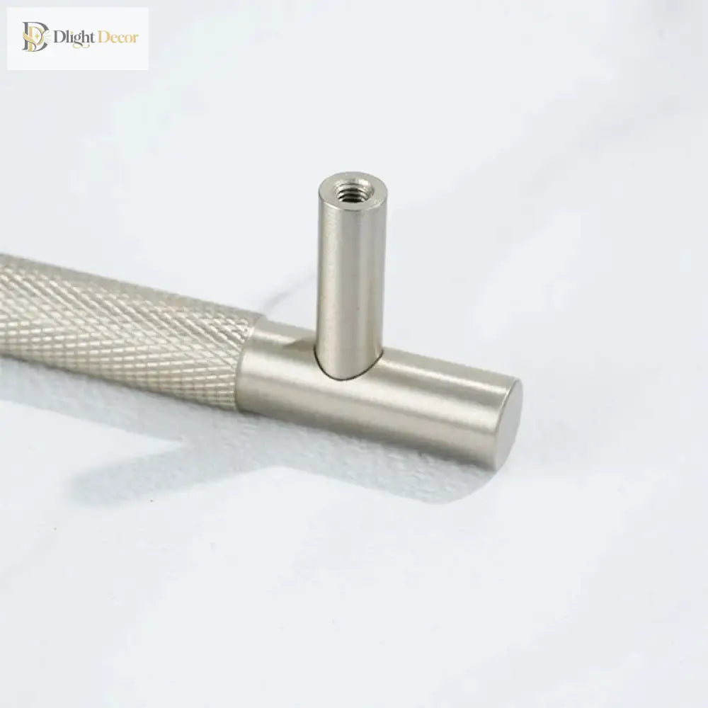 Solid Brass Knurled Cabinet Handles – Brushed Nickel Wardrobe Pulls and Textured Bar Knobs Handles