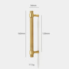 Solid Brass Knurled Furniture Handles – Textured Cabinet Knobs and Wardrobe Pull Bars 160mm Handles