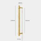 Solid Brass Knurled Furniture Handles – Textured Cabinet Knobs and Wardrobe Pull Bars 224mm Handles