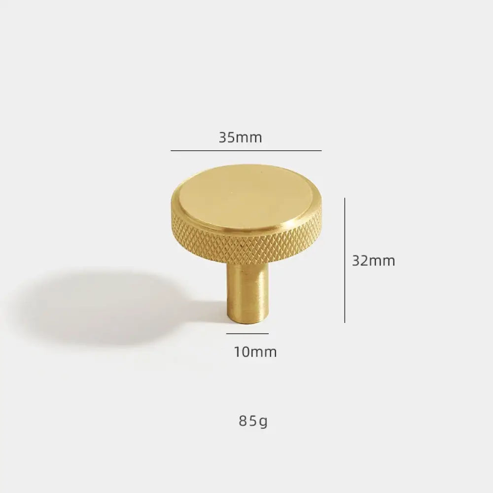 Solid Brass Knurled Furniture Handles – Textured Cabinet Knobs and Wardrobe Pull Bars 35mm knob Handles