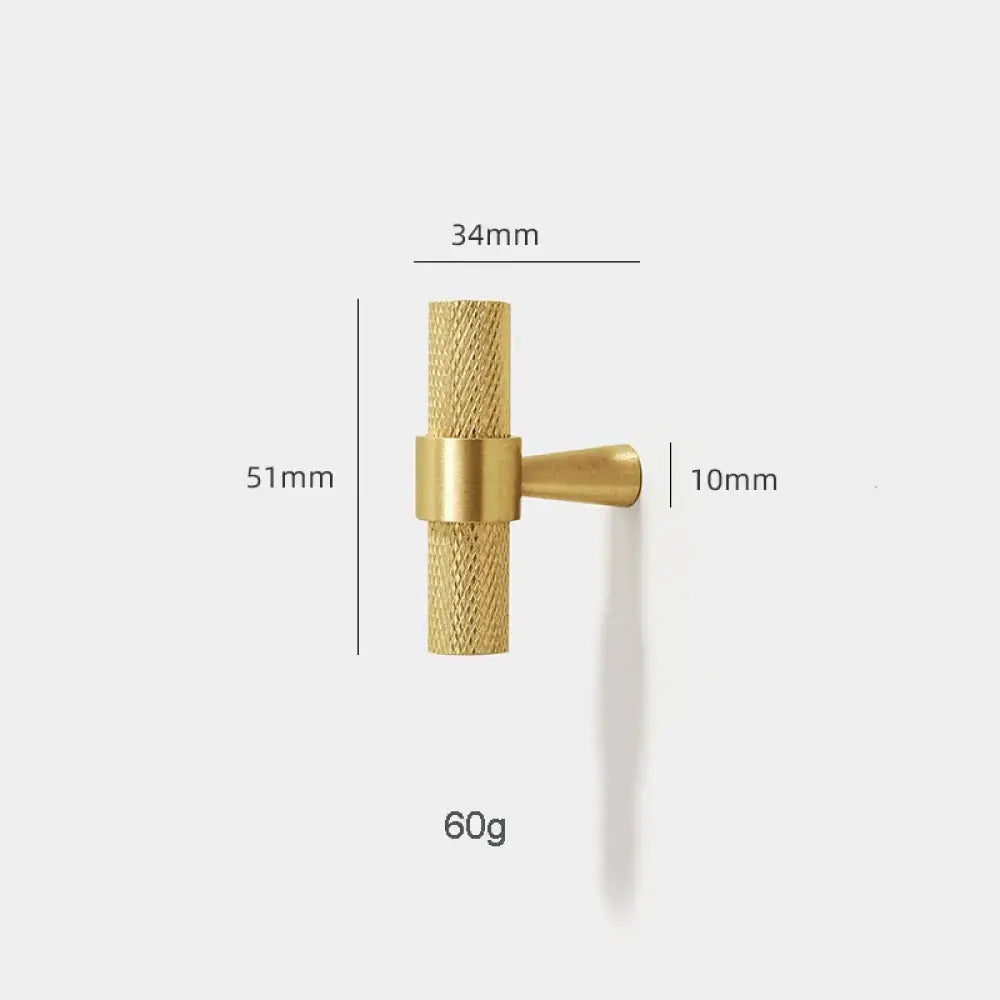 Solid Brass Knurled Furniture Handles – Textured Cabinet Knobs and Wardrobe Pull Bars 50mm T bar Handles