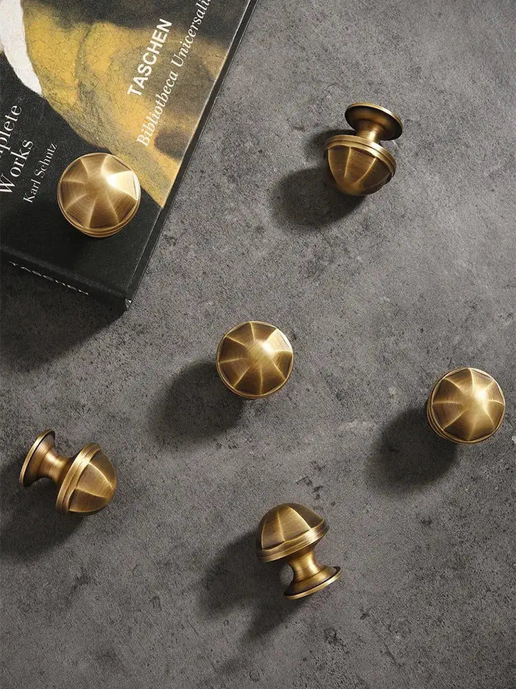 Solid Brass Octagonal Cabinet Knobs – Antique Gold Drawer and Wardrobe Handles knob