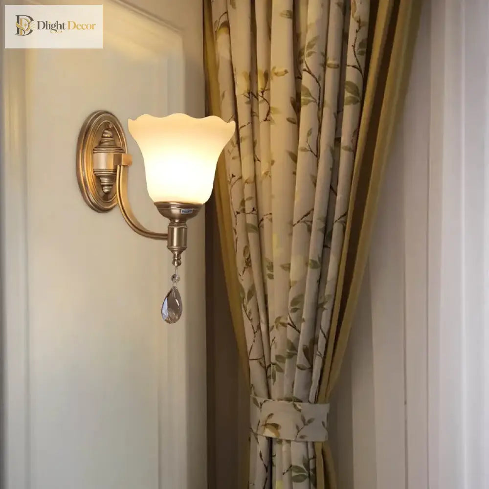 Sophia - European - Style Glass Wall Lamp Warm Living Room Tv Background Bedroom Bedside Double