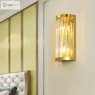 Sophia’s Modern Gold Crystal Sconce: Half Cylinder Elegance