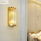 Sophia’s Modern Gold Crystal Sconce: Half Cylinder Elegance