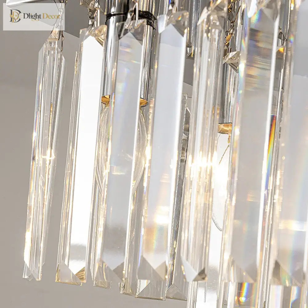 Sophisticated Silver Crystal Chandelier - Ideal For Dining Rooms And Kitchen Islands Luxury Led
