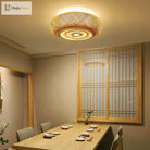 40Cm Bamboo Wicker Rattan Ceiling Light Fixture - Asian Art Flush Mount Pendant Lamp Ceiling Light