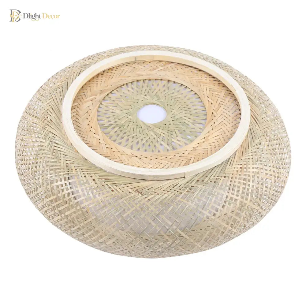 40Cm Bamboo Wicker Rattan Ceiling Light Fixture - Asian Art Flush Mount Pendant Lamp Ceiling Light