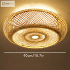 40Cm Bamboo Wicker Rattan Ceiling Light Fixture - Asian Art Flush Mount Pendant Lamp Ceiling Light