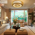40Cm Bamboo Wicker Rattan Ceiling Light Fixture - Asian Art Flush Mount Pendant Lamp Ceiling Light