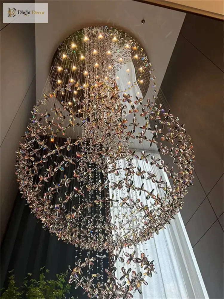 Spiral Design Modern Crystal Chandelier - Elegance For Staircase Lighting Living Room Hotel Lobby