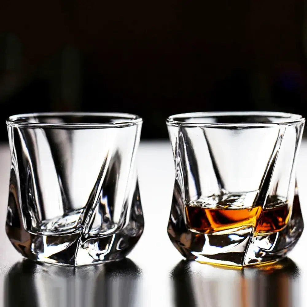 Dlight Decor Spiral Square Glass Cup Set 170ml (1pc/2pc) 2pcs / 170ml Cocktail Glasses