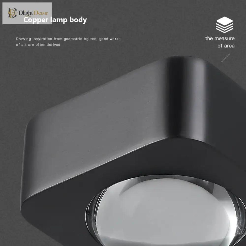 Square Copper Bedroom Wall Lamp - Modern High - End Luxury Led Light For Living Room Double Head