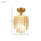 Stella’s Sparkling Embrace: Modern Crystal Semi - Flush Mount For Porch