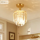 Stella’s Sparkling Embrace: Modern Crystal Semi - Flush Mount For Porch