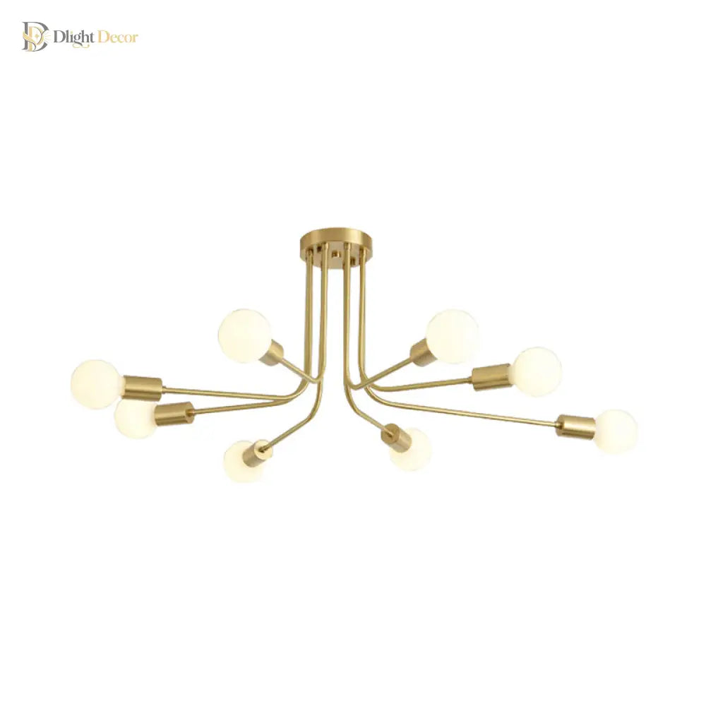 Stella’s Starry Symphony: Modern Brass Starburst Ceiling Light