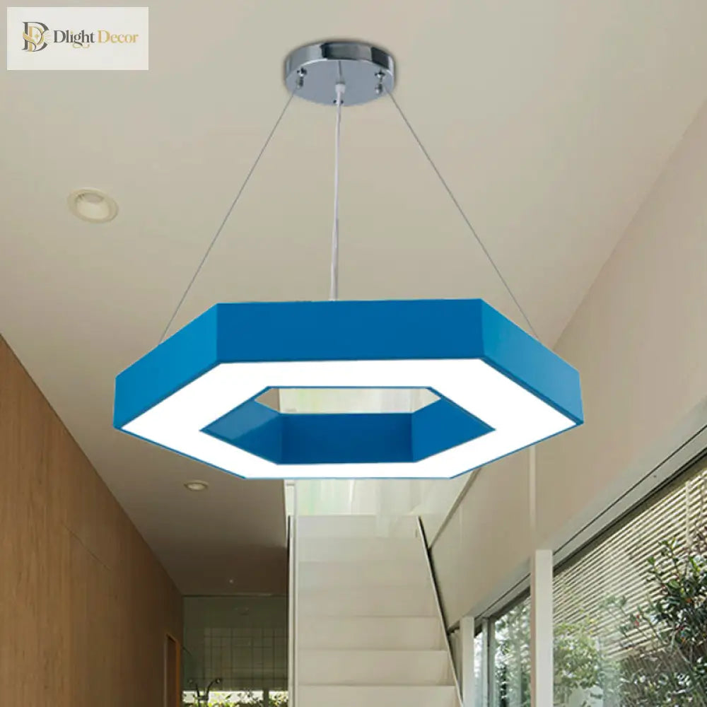 Stella’s Contemporary Led Honeycomb Pendant Light - Vibrant Green/Blue/Red In White/Warm/Natural