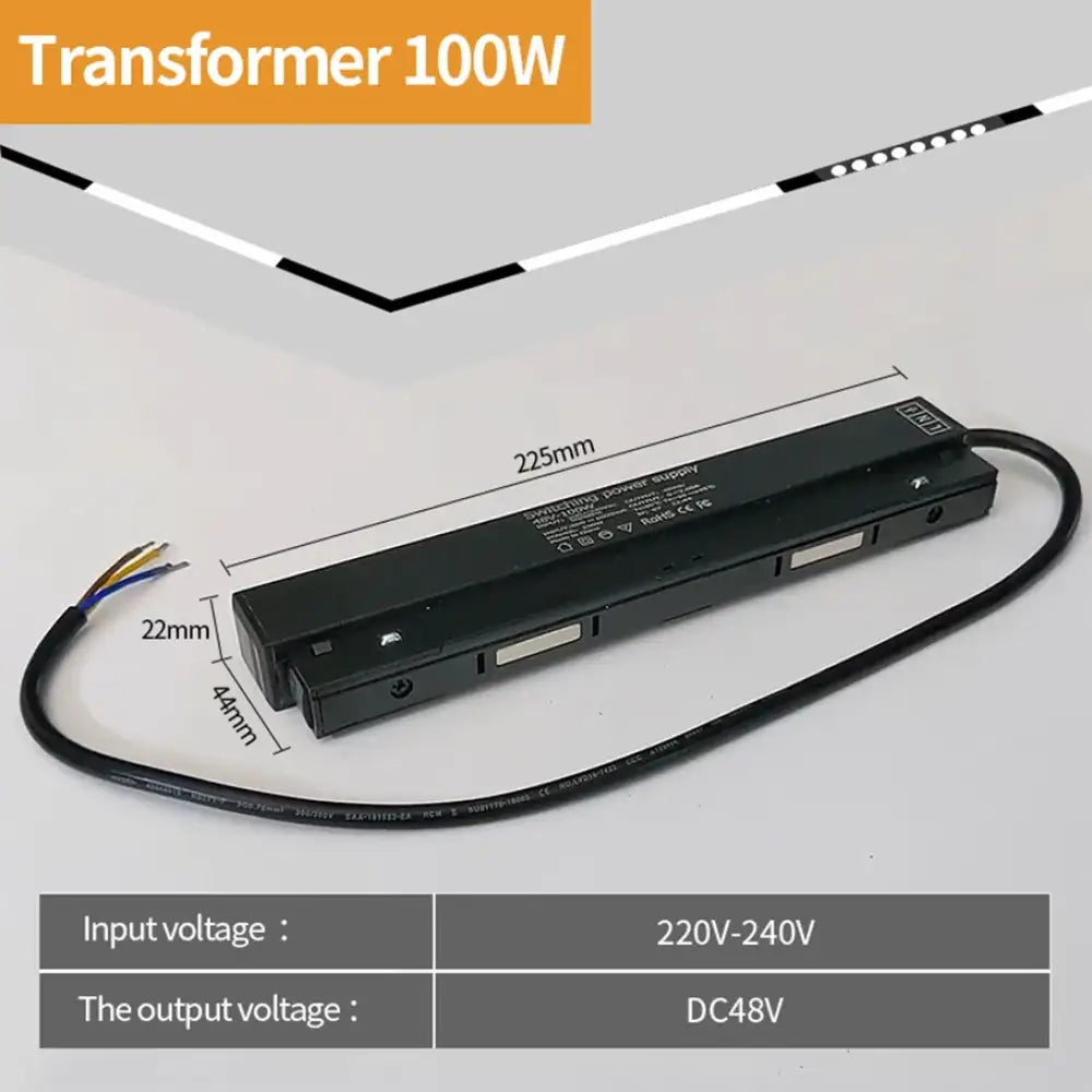 Tarck Only - 2m Magnetic Rail Linear Track Lighting Accessories - Ceiling Magnet Track Kits 100W transformer A / CHINA