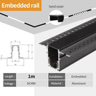 Tarck Only - 2m Magnetic Rail Linear Track Lighting Accessories - Ceiling Magnet Track Kits 1M recessed rail B / CHINA