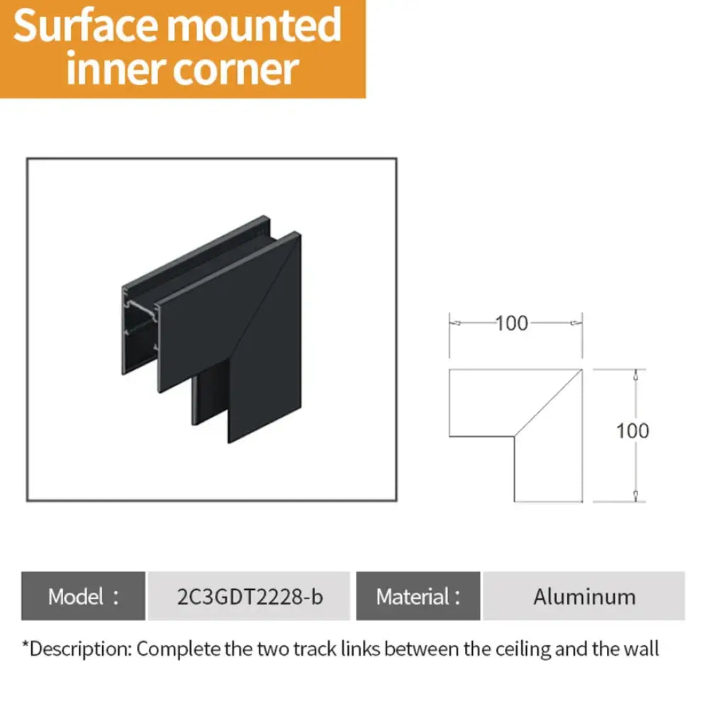 Tarck Only - 2m Magnetic Rail Linear Track Lighting Accessories - Ceiling Magnet Track Kits Surface Inner Corner