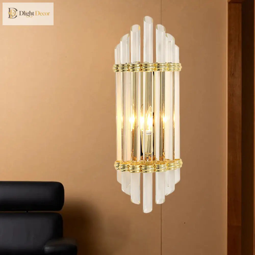 Thea’s Modern Gold Arched Crystal Wall Sconce: Light Up Your Walls In Style