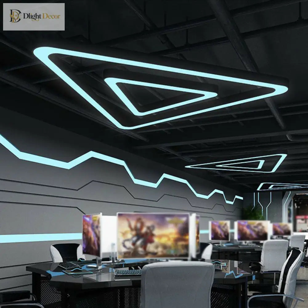 Triangular Led Gym Chandelier - Contemporary Acrylic Suspension Light In Black Multi - Size Energy