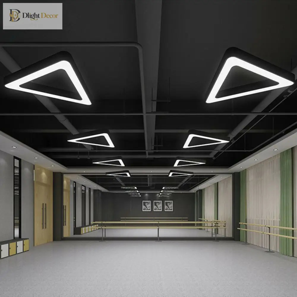 Triangular Led Gym Chandelier - Contemporary Acrylic Suspension Light In Black Multi - Size Energy