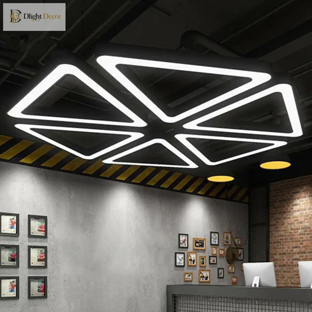 Triangular Led Gym Chandelier - Contemporary Acrylic Suspension Light In Black Multi - Size Energy