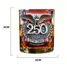 Patriotic whiskey tumbler with eagle crest and large '250' anniversary emblem